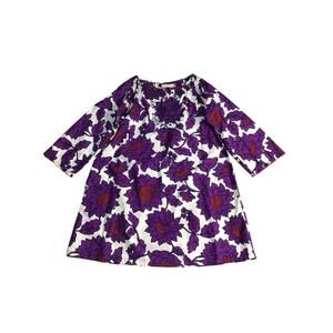 Pink Chicken Purple/White/Red Floral Cotton Long Sleeve Dress 8Y